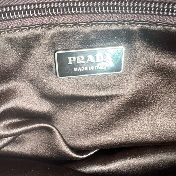 Prada Satchel in Rich Brown canvas and Vibrant Yellow Leather - Picture 6 of 10